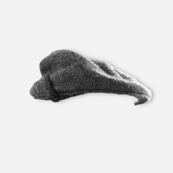 Vintage LL Bean Wool Knit Beret Gray Cabbie Hat Ivy Flat Cap Newsboy Retro USA - Picture 2 of 6